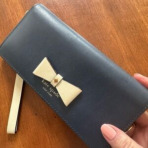 Kate Spade Black and Cream Clutch with Bow Accent